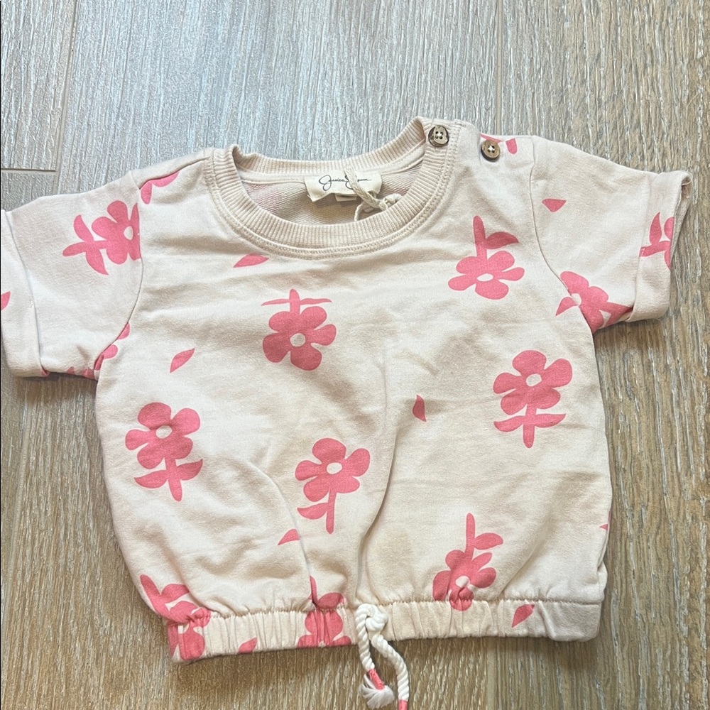 Jessica Simpson Beige and Pink Floral Kids Sweater Tee